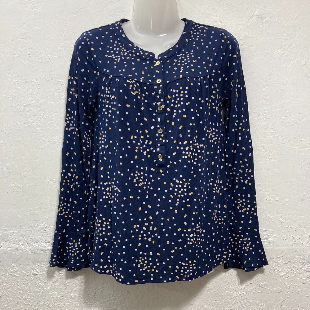 Boden Women's Pullover Top Shirt Polka Dots Blue Long Sleeve Comfort UK 6 US 2